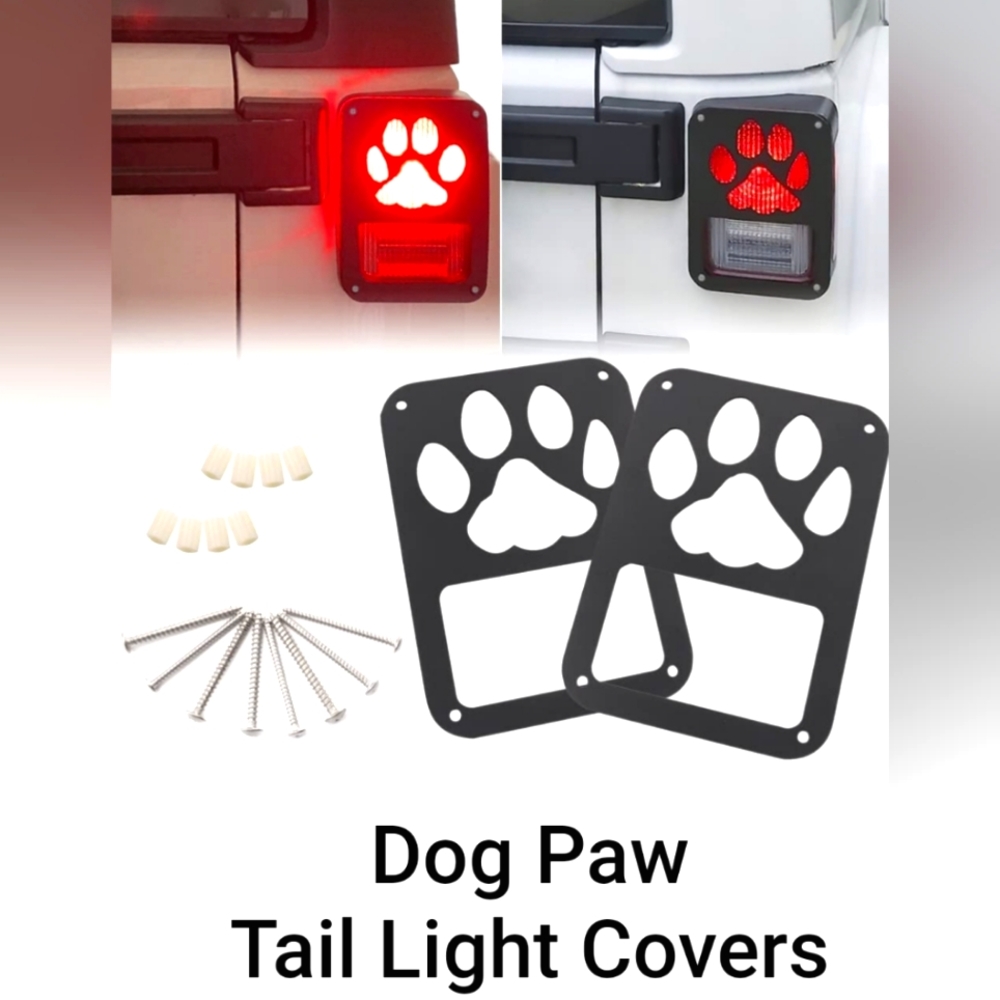 Jeep Wrangler Tail Light Covers Paw Print (2 covers + 8 spacers) New In Box. 